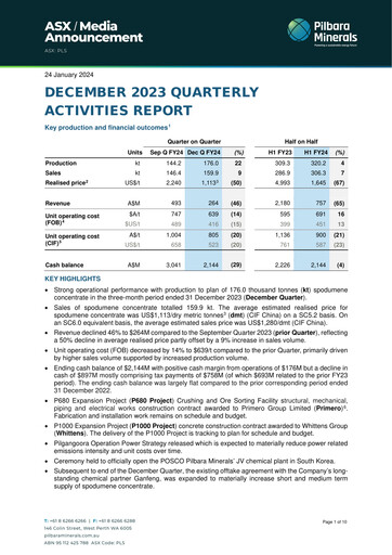 Thumbnail Pilbara Minerals Quarterly Report 2024-q2