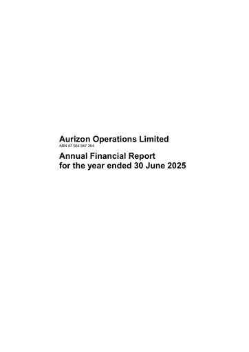 Thumbnail Aurizon Holdings Financial Statement 2024-2025
