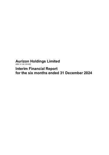 Thumbnail Aurizon Holdings Half-year Report 2024-2025