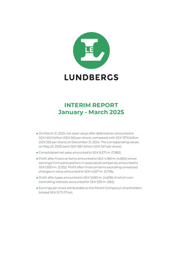 Thumbnail Lundbergföretagen Quarterly Report 2025-q1