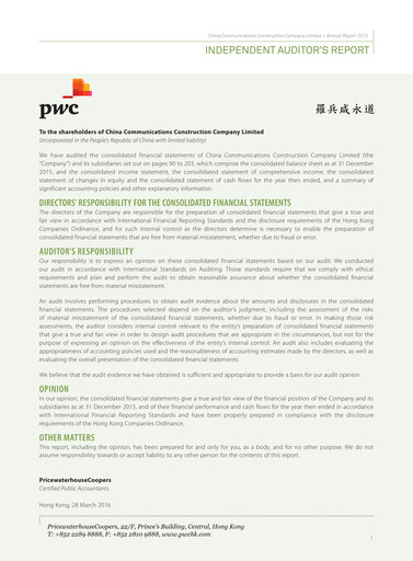 Vorschaubild China Communications Construction Finanzmitteilung 2015