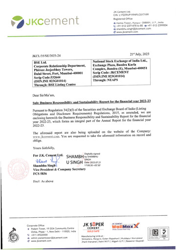 Thumbnail JK Cement

 ESG Report 2022-2023