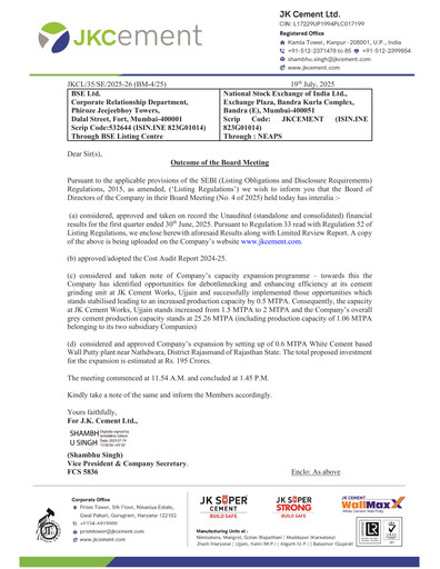 Thumbnail JK Cement

 Quarterly Report 2025-q1