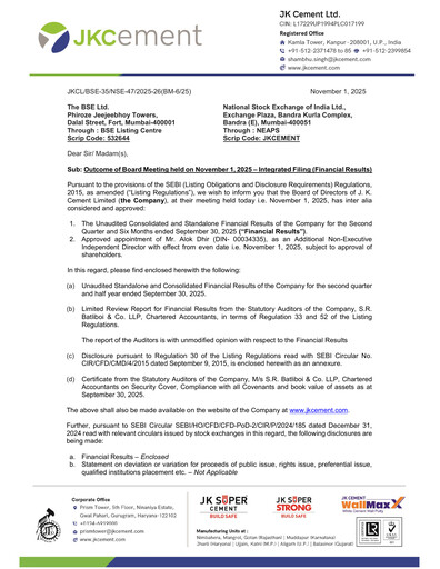 Thumbnail JK Cement

 Quarterly Report 2025-q2