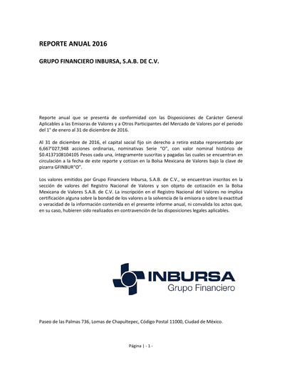 Thumbnail Grupo Financiero Inbursa Annual Report 2016