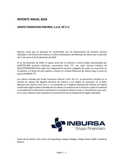 Thumbnail Grupo Financiero Inbursa Annual Report 2018