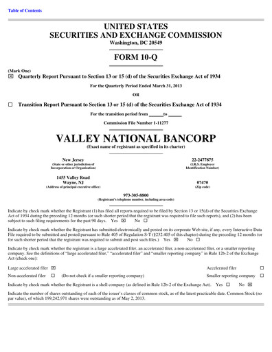 Thumbnail Valley Bank Quarterly Report 2013-q1