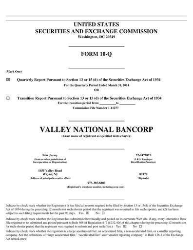 Thumbnail Valley Bank Quarterly Report 2014-q1