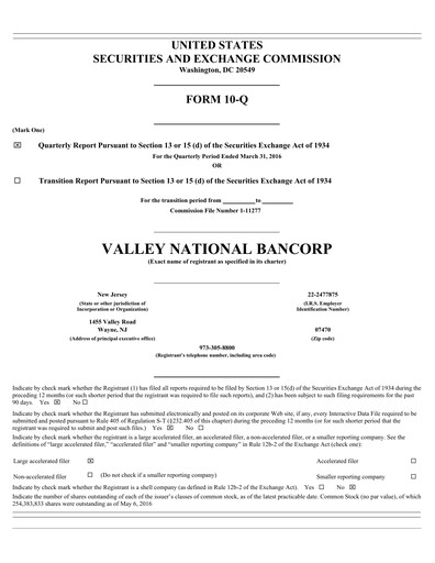 Thumbnail Valley Bank Quarterly Report 2016-q1