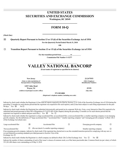 Thumbnail Valley Bank Quarterly Report 2018-q1