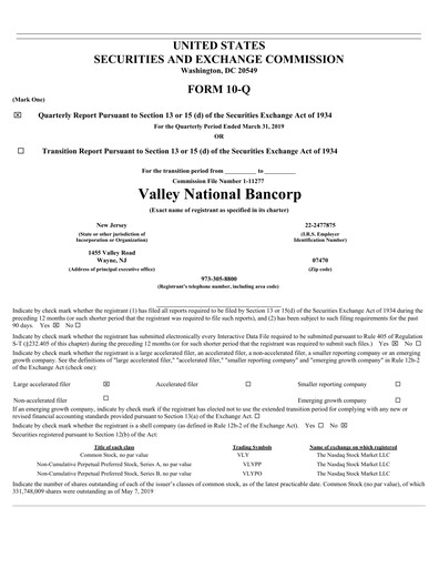 Thumbnail Valley Bank Quarterly Report 2019-q1