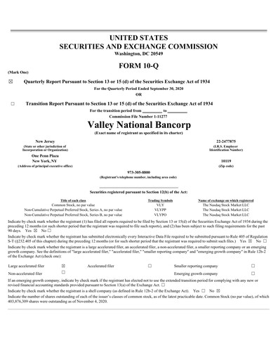 Thumbnail Valley Bank Quarterly Report 2020-q3