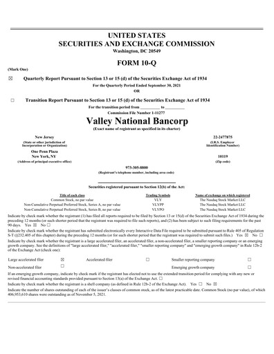 Thumbnail Valley Bank Quarterly Report 2021-q3