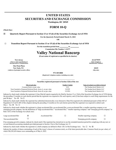 Thumbnail Valley Bank Quarterly Report 2022-q1