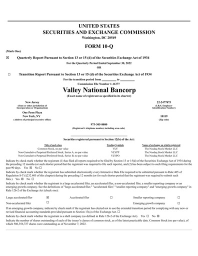 Thumbnail Valley Bank Quarterly Report 2022-q3