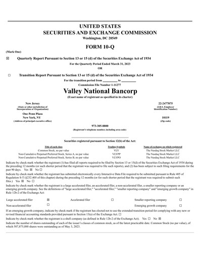 Thumbnail Valley Bank Quarterly Report 2023-q1