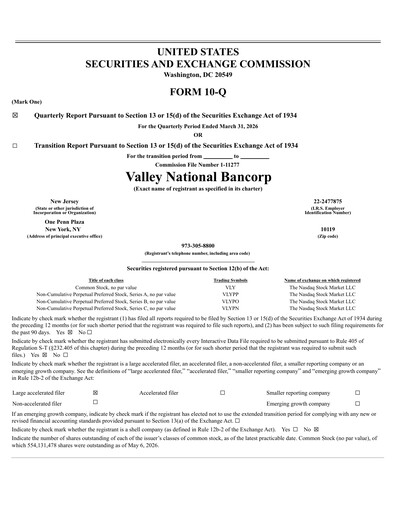 Thumbnail Valley Bank Quarterly Report 2026-q1