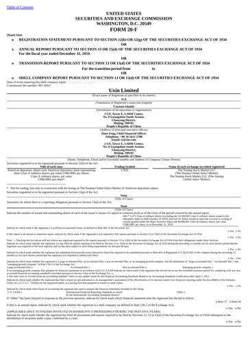 Miniature Uxin Limited Rapport annuel 2019