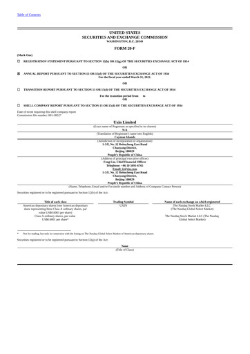 Miniature Uxin Limited Rapport annuel 2021