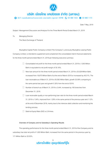 Thumbnail Muangthai Capital Quarterly Report 2019-q1