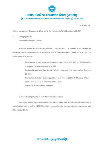 Thumbnail Muangthai Capital Quarterly Report 2021-q2