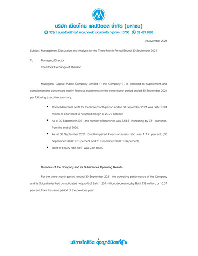 Thumbnail Muangthai Capital Quarterly Report 2021-q3