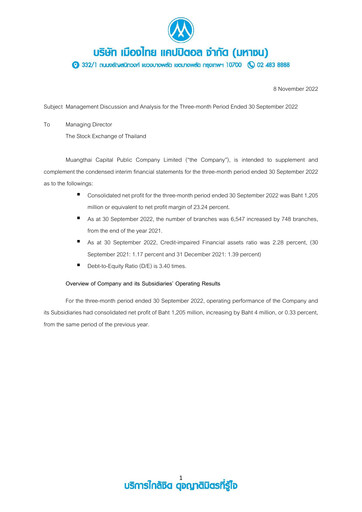 Thumbnail Muangthai Capital Quarterly Report 2022-q3