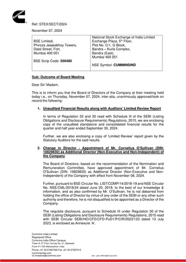 Thumbnail Cummins India Quarterly Report 2024-q2