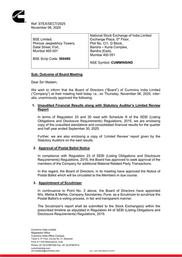 Thumbnail Cummins India Quarterly Report 2025-q2