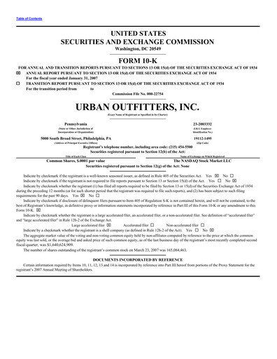 Thumbnail Urban Outfitters
 Annual Report 2007