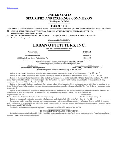 Thumbnail Urban Outfitters
 Annual Report 2008