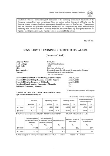 Thumbnail BML, Inc. Financial Statement fy2020