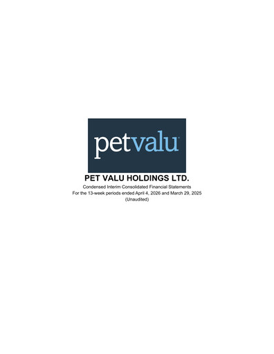 Miniature Pet Valu Bilan financier 2026-q1