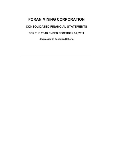 Thumbnail Foran Mining Financial Statement 2014