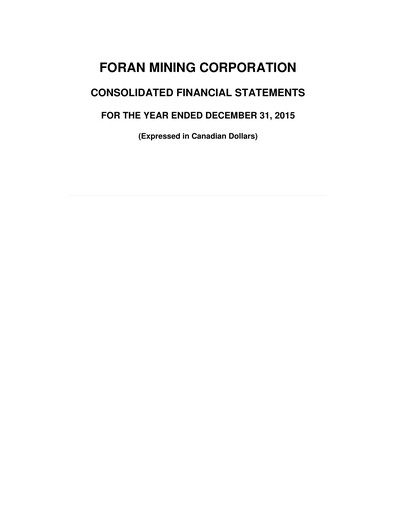 Thumbnail Foran Mining Financial Statement 2015