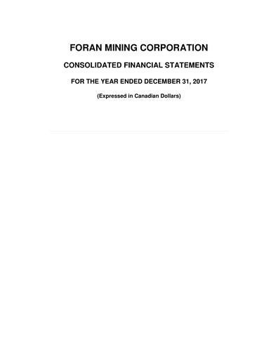 Thumbnail Foran Mining Financial Statement 2017