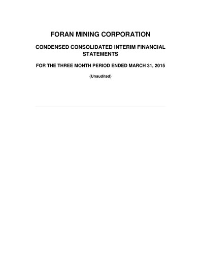 Thumbnail Foran Mining Quarterly Report 2015-q1