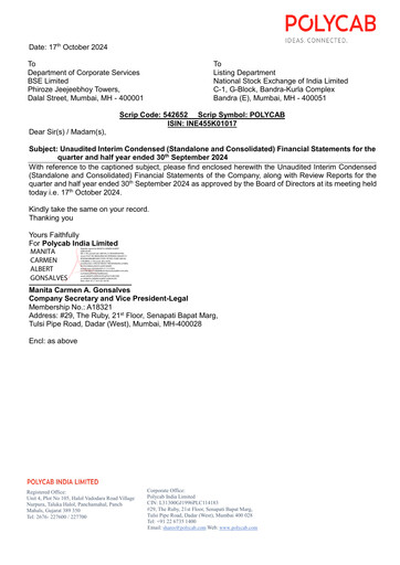 Miniature Polycab India
 Rapport trimestriel 2024-q2