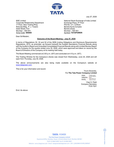 Thumbnail Tata Power
 Quarterly Report 2026-q1