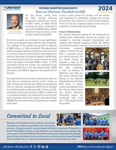 Thumbnail Univest Financial Corporation Quarterly Report 2024-q2