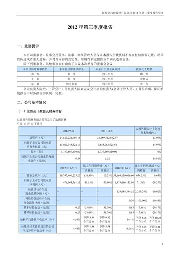 Thumbnail New Hope Liuhe Quarterly Report 2012-q3
