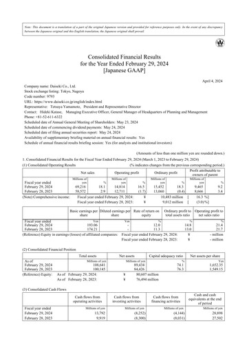 Thumbnail Daiseki Financial Statement fy2024