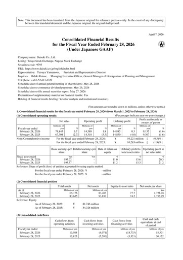 Thumbnail Daiseki Financial Statement fy2026