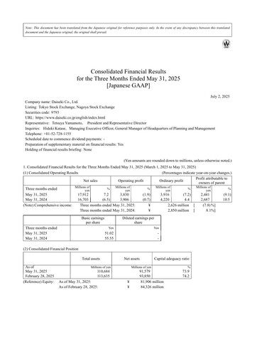 Thumbnail Daiseki Quarterly Report 2026-q1
