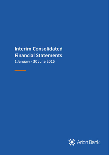 Thumbnail Arion banki Financial Statement 2016-h1