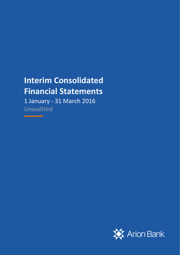 Thumbnail Arion banki Financial Statement 2016-q1