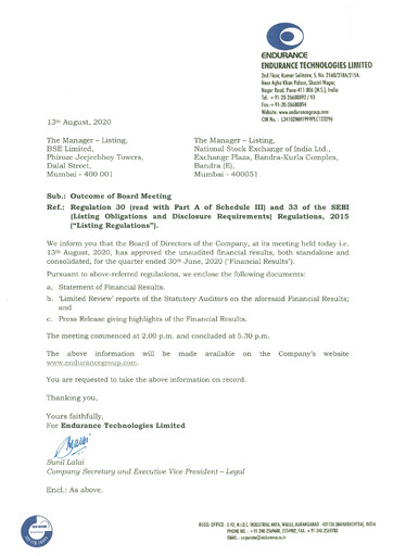 Thumbnail Endurance Technologies
 Quarterly Report 2020-q1