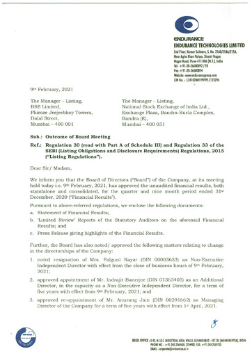 Thumbnail Endurance Technologies
 Quarterly Report 2020-q3