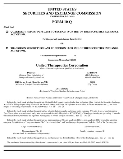 Miniature United Therapeutics Rapport trimestriel 2013-q2