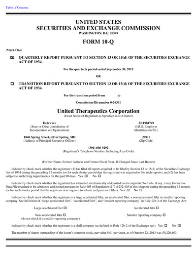 Miniature United Therapeutics Rapport trimestriel 2013-q3